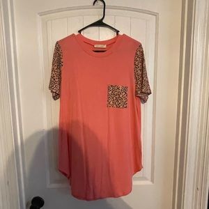 pink and leopard print shirt